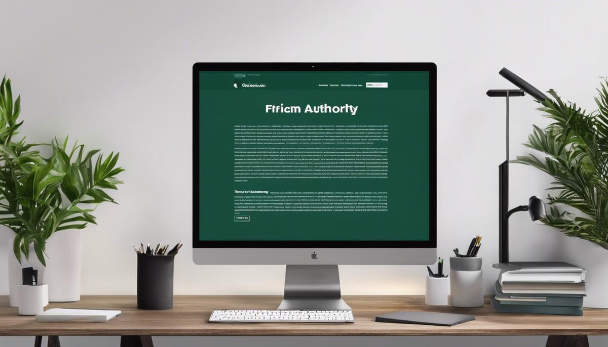 Image depicting a computer screen showing Fiverr website with the words 'Domain Authority Services' highlighted on the screen.
