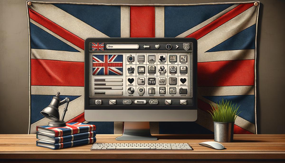 An image of a computer screen showing the Shopify platform, with a UK flag in the background.