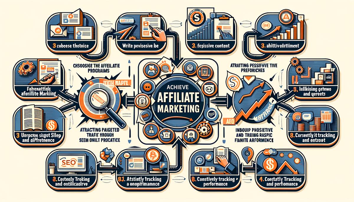 A detailed infographic showcasing the steps to success in affiliate marketing.
