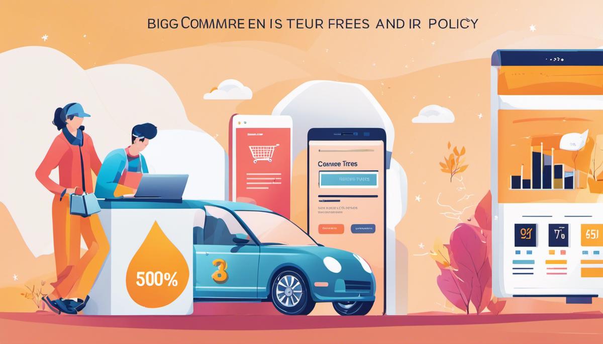 An image showcasing BigCommerce's price tiers, features, and zero transaction fees policy.