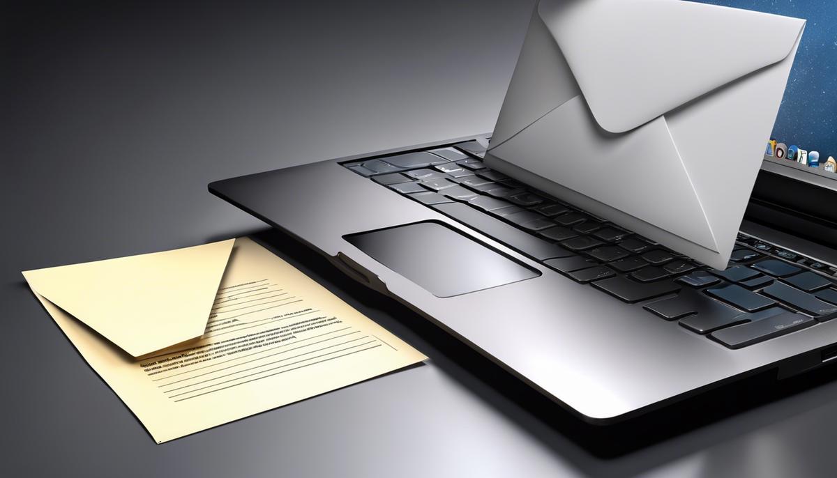 Image of a laptop and envelope representing email marketing