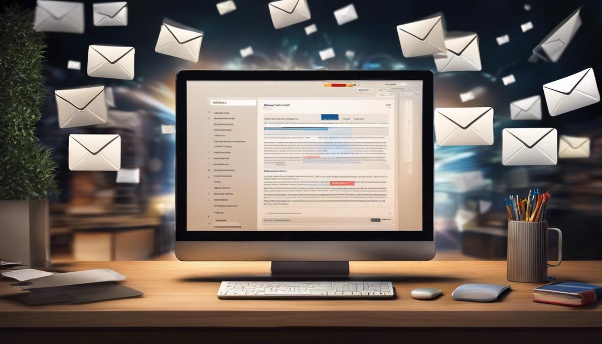 A computer screen displaying an email inbox with different emails.