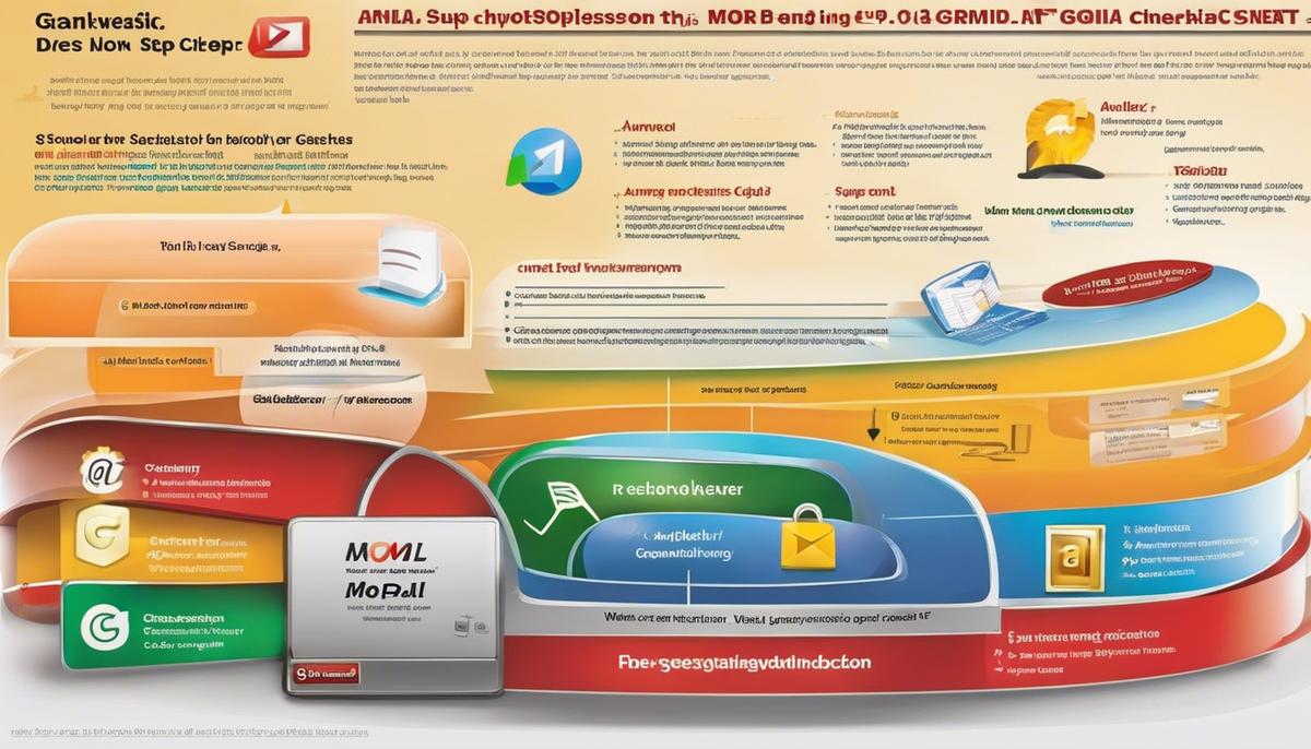 A visual representation of the steps involved in setting up a Gmail account, displaying the Gmail logo and a checklist of the required actions.