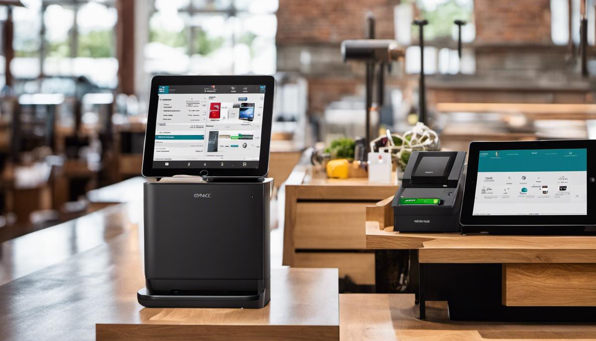 A variety of hardware options including a tap & chip reader, retail stand for iPad, receipt printer, barcode scanner, label printer, cash drawer, card reader dock, and external power packs.
