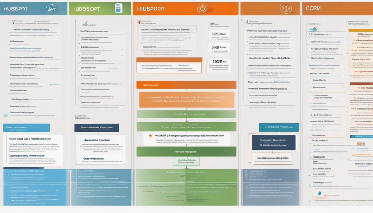 An image showing the various features and tiers of HubSpot CRM.