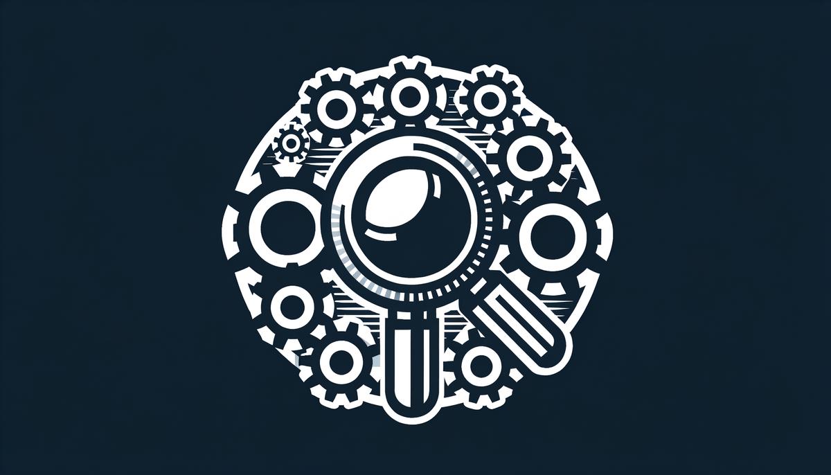 SEO PowerSuite logo with magnifying glass and gears