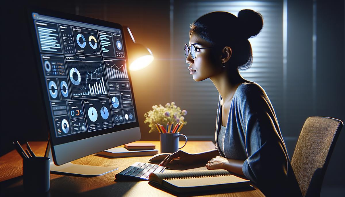 Image of a person analyzing SEO data on a computer